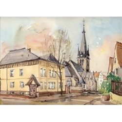 Pfarrhaus und Kirche Weinb&ouml;hla